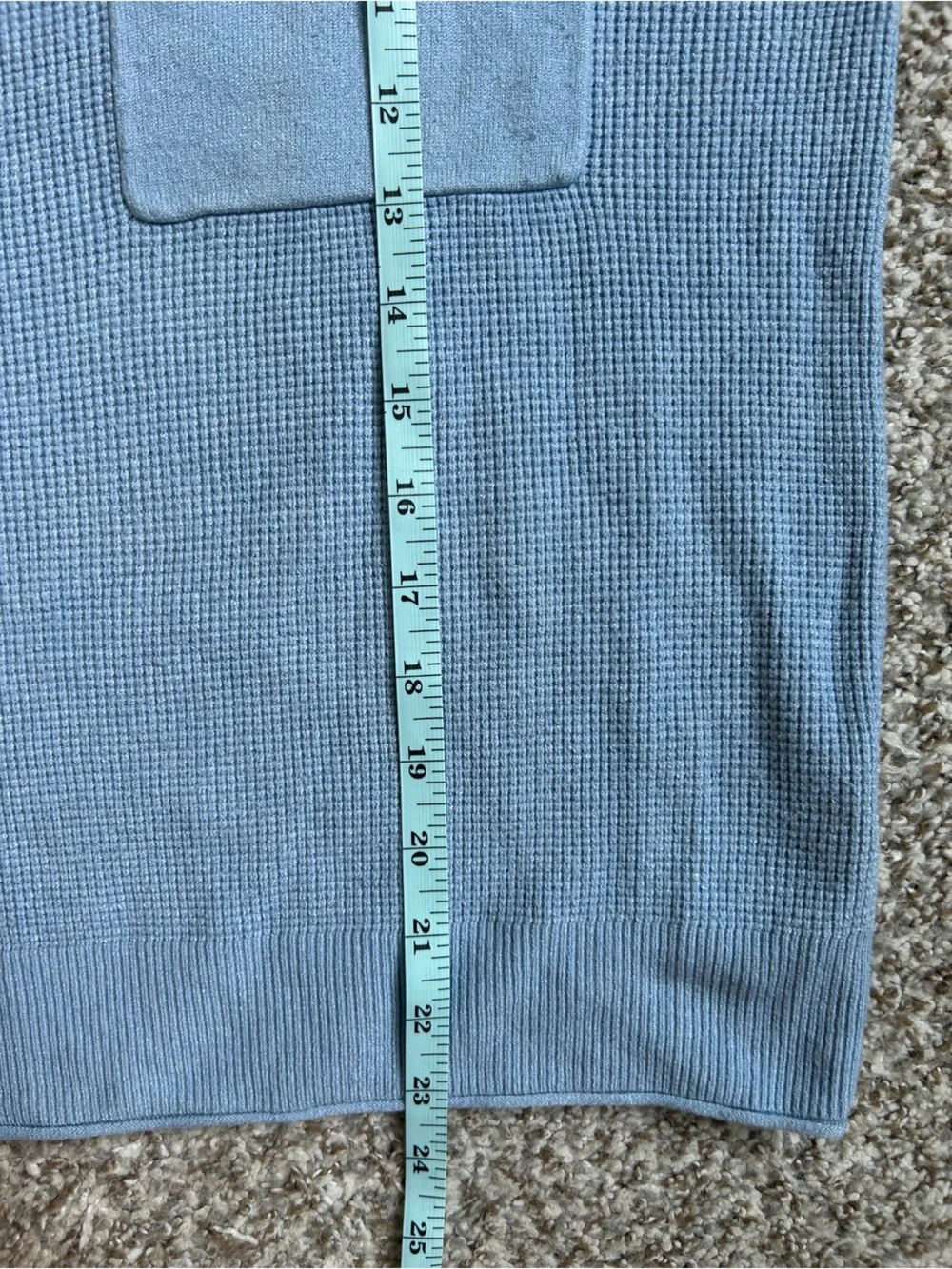 Staccato Light Blue Crewneck Waffle-Knit Sweater with Chest Pocket Casual Comfy